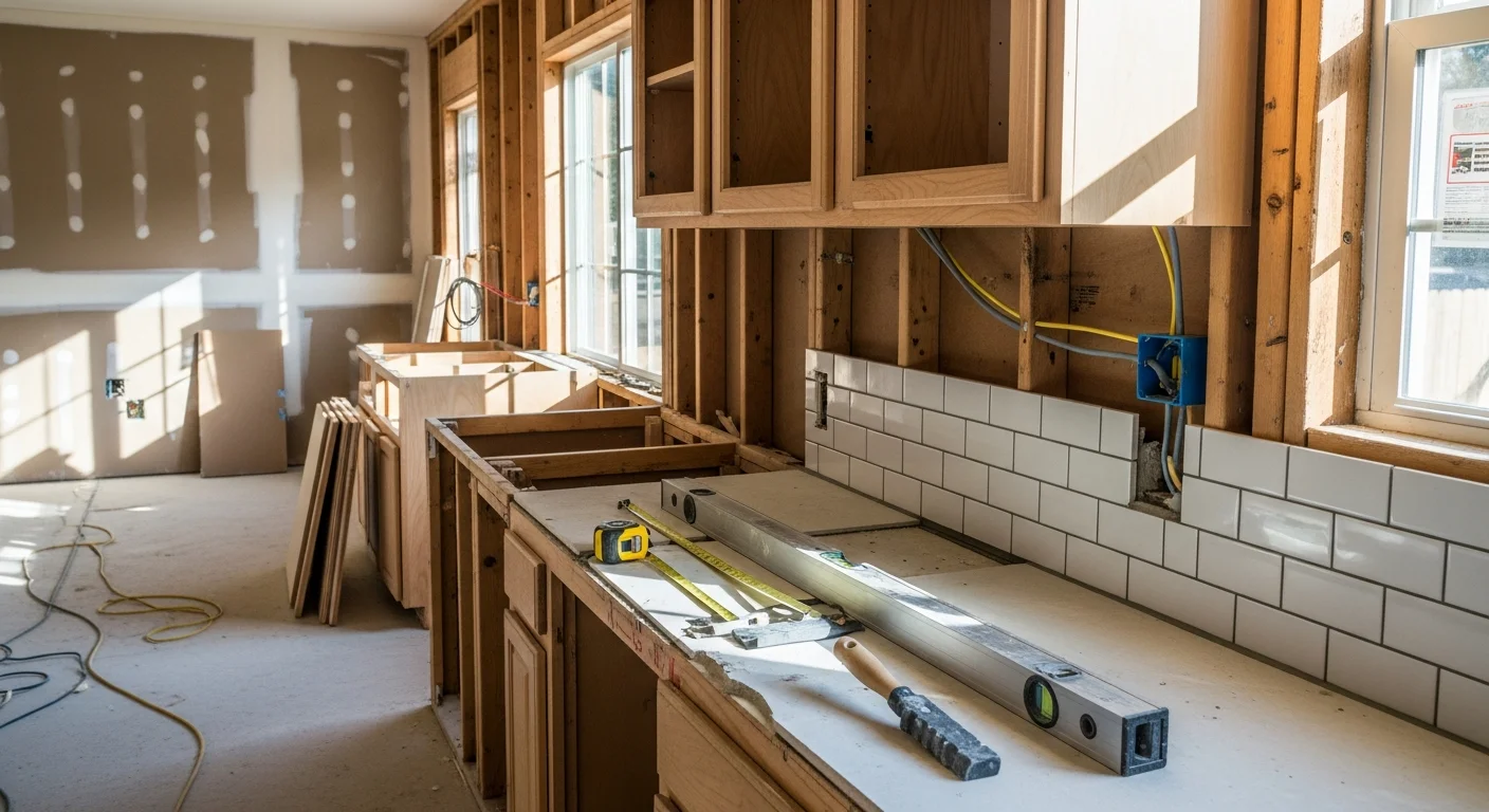A remodeled kitchen in a Tomball, TX home featuring an open layout, new cabinetry, and updated countertops. The space replaces a closed builder-grade floor plan with a functional, modern design suited for everyday family use.